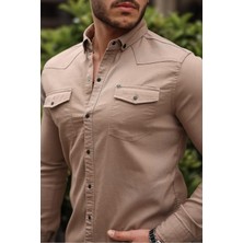 Comstar Slim Fit Çıtçıtlı Çift Cep Kot Gömlek