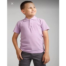 Ümitteks İş Ve Okul Kıyafetleri Unısex Penye Polo Yaka Lila Kısa Kollu Okul Tişörtü
