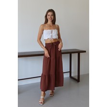 Balenbi Kadın Basic Beli Bağcıklı Müslin Etek 1104