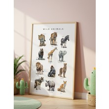 Fuart.Co Wild Animals Dijital Baskı Çocuk Odası Posteri (Çerçevesiz) DAFU