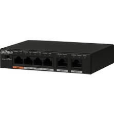 Verto Dahua PFS3006-4ET-60-V2, 4 Port, Megabit, Poe 60W, 2 Port Uplink, Yönetilemez, Masaüstü Switch