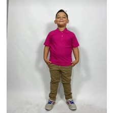 Ümitteks İş Ve Okul Kıyafetleri Unısex Penye Polo Yaka Fuşya Kısa Kollu Okul Tişörtü