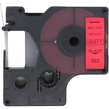 QC Dymo 40917 Muadil Etiket Black On Red 9mm x 7m