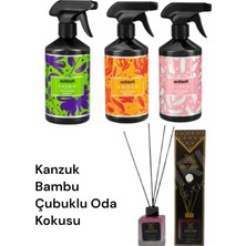 Kms Home Actisoft Oda ve Kumaş Kokusu Pudra Kaşmir Amber 500 ml x 3 Adet + Kanzuk Oda Kokusu 100 ml