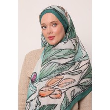 Koyu Turkuaz Luvensara Yaprak Desen Flora Şal