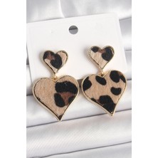 Shopwave Pirinç Gold Renk Sallantı Leopar Kalp Model Kadın Küpe - TJ-BKP10337