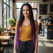 TeknoKapsül Afrika Örgüsü ve Rasta İçin Sentetik Ombreli Saç / Siyah / Mor