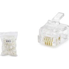 Shopwave RJ11 Konnektör 4pın Telefon 100LÜ Paket Şeffaf HDX5059