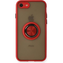 iPhone 7 Kılıf Montreal Yüzüklü Silikon Kapak - Kırmızı KAYALI27-Y7898UKY