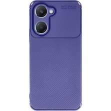 Vivo Y18 Kılıf Auto Focus Karbon Kapak - Lacivert KAYALI27-Y7898UKY