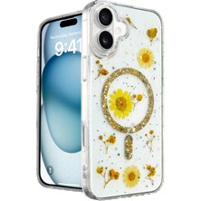 iPhone 16 Kılıf Daisy Simli Magsafe Kapak - Gold KAYALI27-Y7898UKY
