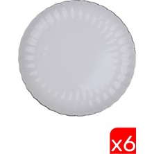 Kütahya Porselen Bone Luz Platin Fileli Pasta Tabağı 21CM 6 Lı
