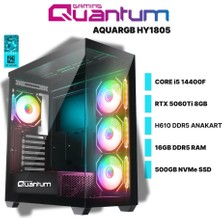 Quantum Gaming Aquargb HY1805 I5-14400F 16GB Ddr5 500GB Nvme RTX5060TI 8gb Freedos Masaüstü Oyun Bilgisayarı