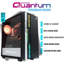Quantum Gaming Titanblue TB1001 I5-14400F 16GB Ddr5 500GB Nvme Rtx 5060 8gb Freedos Gaming Desktop