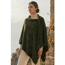 Aquaberry Çıtçıtlı Premium Omuz Şalı Panço - Haki