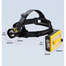 Pro F-3003 Alüminyum PM10-TG LED Type-C Powerbank ve Solar Şarjlı Kamp Kafa Feneri STEPLYA-8390