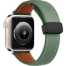 Apple Watch 42MM KR414 Daks Deri Kordon - Koyu Yeşil STEPLYA-3829