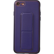 iPhone 7 Kılıf Coco Deri Standlı Kapak - Mor STEPLYA-3829