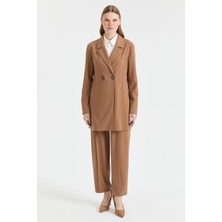 Esswaap Çift Düğmeli Ceket Pantolon Takım  Camel