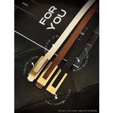 Fiori 3'lü Tasarım Gold Tokalı Ince Kadın Kemeri, Ceket Kemeri, Gömlek Kemeri, Elbise Kemeri