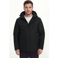 D1fference İçi Astarlı Su ve Rüzgar Geçirmez Cepli Kapüşonlu Erkek Mont