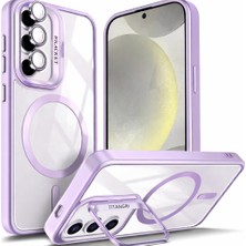 Kip GSM Samsung Galaxy S24 Fe Kılıf Magsafe Şarj Destekli Kamera Lens Koruyucu Hediyeli Açılır Standlı Kapak