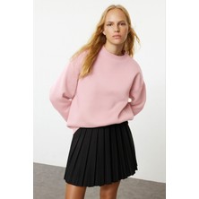 Balenbi Kadın 3 Iplik Içi Polarlı Bisiklet Yaka Oversize Sweatshirt 1154