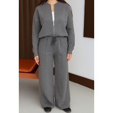 Balenbi Kadın 3 Iplik Içi Polarlı Robalı Bomber Ceket Palazzo Takım 1143