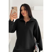 Balenbi Premium Modal Kumaş Yarım Fermuar Kadın Sweatshirt 1114