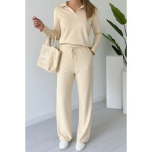 Balenbi Kadın Modal Kumaş Polo Yaka Uzun Kollu Takım 1126