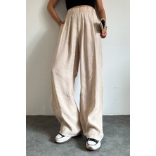 Feela Moda 2009 Beli Lastikli Paraşüt Kumaş Yüksek Bel Palazzo Kadın Pantolon