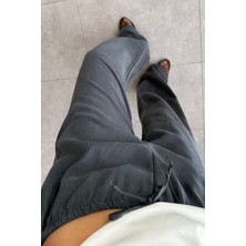 Feela Moda 2008 Bağcıklı Beli Lastikli Yıkamalı Modal Dokuma Palazzo Kadın Pantolon