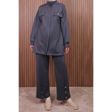 Balenbi Kadın Scuba Kumaş Pantolon Düğme Detaylı Tesettür Takım 1122