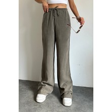 Feela Moda 2008 Bağcıklı Beli Lastikli Yıkamalı Modal Dokuma Palazzo Kadın Pantolon