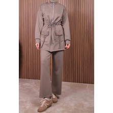 Balenbi Kadın Scuba Kumaş Cep Detaylı Fermuarlı Tesettür Takım 1120