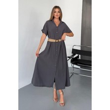 Feela Moda Kadın Modal Dokuma Kemerli Gömlek Elbise 2015