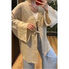 Balenbi Kadın Çift Bağlamalı Müslin Kumaş Kimono 1101