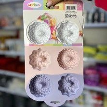 2 Adet Tutku Şekilli 6 Bölmeli Silikon Mini Kek Kalıbı