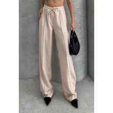 Balenbi Kadın Beli Lastikli Palazzo Yazlık Keten Pantolon 1094