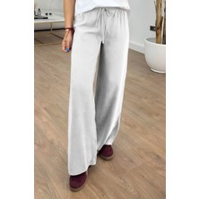 Feela Moda 2008 Bağcıklı Beli Lastikli Yıkamalı Modal Dokuma Palazzo Kadın Pantolon