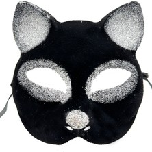 Siyah Gümüş Simli Kedi Maskesi LAVEEN-7889