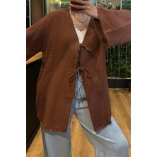 Balenbi Kadın Çift Bağlamalı Müslin Kumaş Kimono 1101