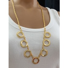 Elisi Takı Story Çeyrek Altın Takmak Için Altın Kaplama Yedi Çerçeveli Kolye Zirkon Taşlı 70 cm