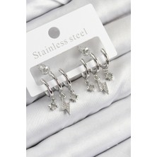 Shopwave Pirinç Zirkon Taşlı Şimşek Model Gümüş Renk Kadın Küpe - TJ-BKP11109