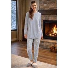 Aydoğan Kadın Uzun Kol Taytlı Pijama Takımı 40035 GRI02