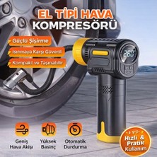 Qasul Şarjlı 3600 Mah Oto Araç Hava Kompresörü / Motosiklet / Scooter / Bisiklet Araç Lastik Pompası