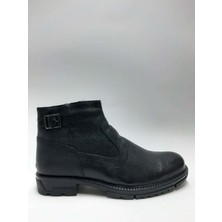 Ataç Hakiki Deri Siyah Yandan Fermuarlı Içi Tüylü Kauçuk Taban Kışlık Erkek Bot C-9628764ATAC