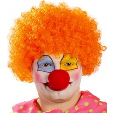 Ayder Timya Turuncu Renk Kıvırcık Afro Bonus Peruk Takma Saç ve Kırmızı Burun Seti TG/Tmya1395 208000