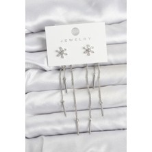 Shopwave Çiçek Model Gümüş Pirinç Sallantılı Kadın Küpe - TJ-BKP11464