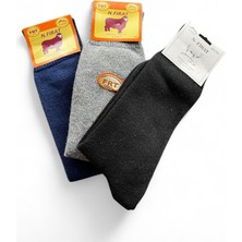 Fırat Yünlü Erkek Lacivert Siyah Gri Dikişsiz Kışlık Çorap 41-45 - Okul Iş Casual